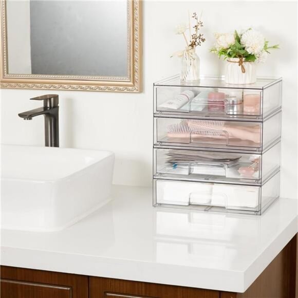 Vtopmart 12.1''W Clear Stackable Storage Drawers,2 Pack Acrylic Plastic - Picture 5 of 14